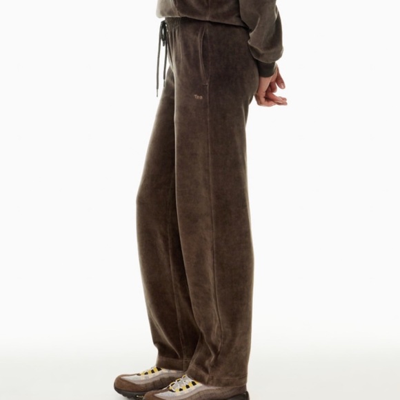 TNA Pants - TNA Aritzia Brown Velour Straight-Leg Sweatpants